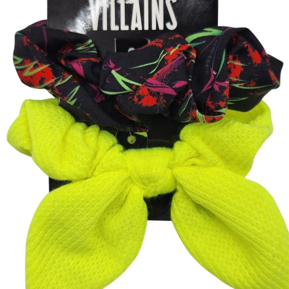 Scunci Disney Villains Inspired Hair Tie Scrunchies 2 pk with 2 Hairbands Bundle